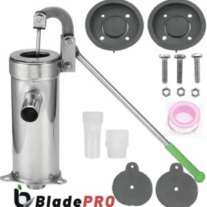 Pompa de apa manuala din inox BladePRO®, kit complet cu garnituri, banda teflon, conector si adaptor furtun, extractie pana la 10 m