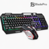 Set tastatura gaming RBG + mouse, BladePRO, iluminare LED, conectare USB cu fir, design ergonomic, taste silentioase